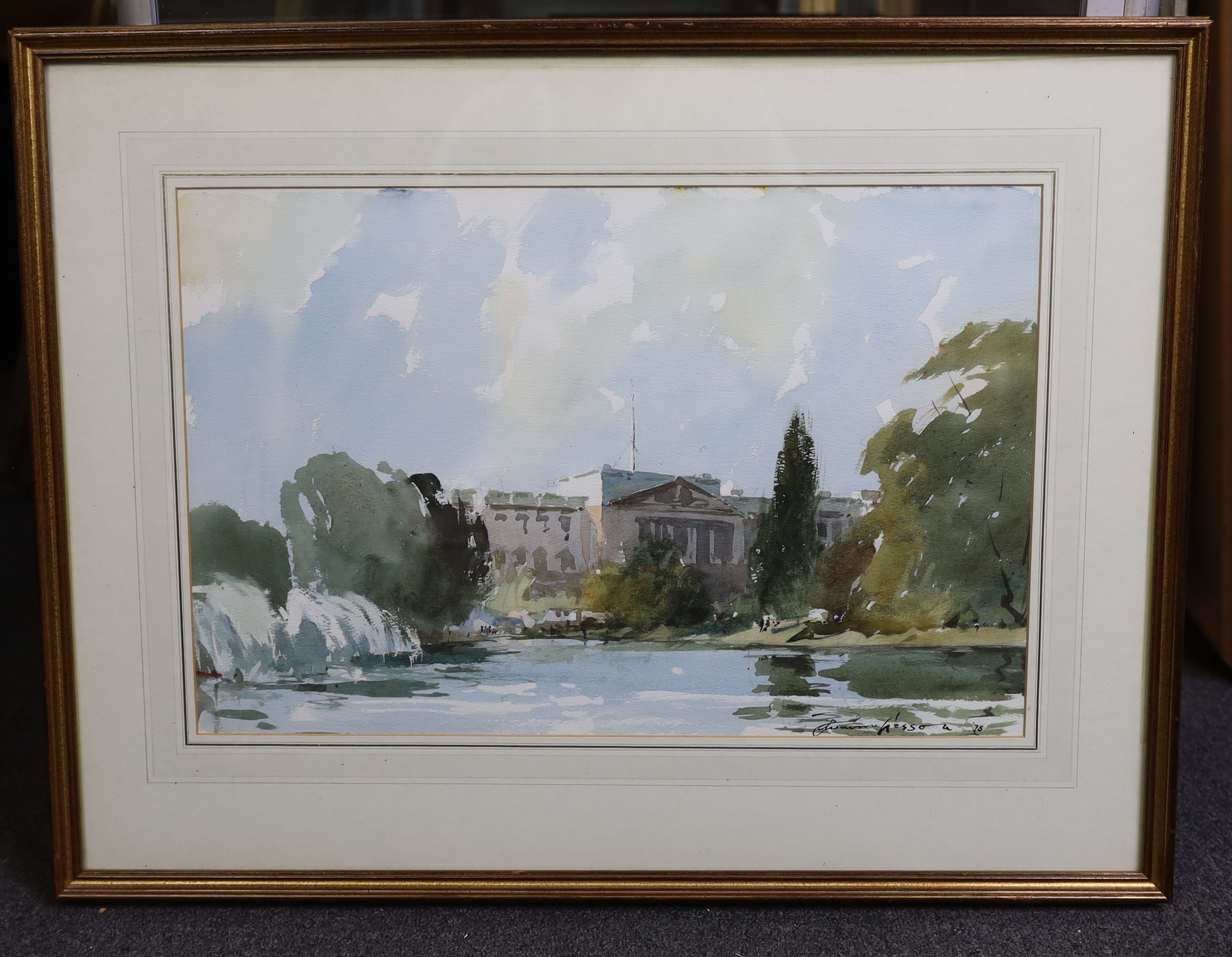 Edward Wesson (English, 1910-1983), watercolour, Buckingham Palace, signed in ink and dated '78, 33 x 49cm. Condition - fair to good